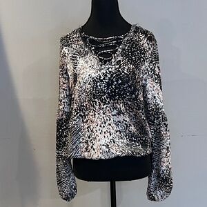 Ramy Brook Top Size M Black/White/Pink